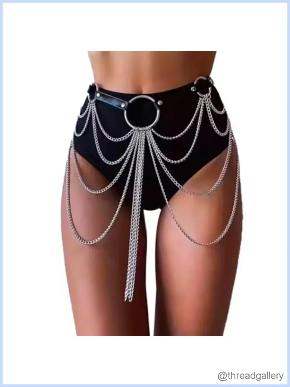 Punk Gothic Leather Waist Chain Belt Layered Body Jewelry Rave Festival